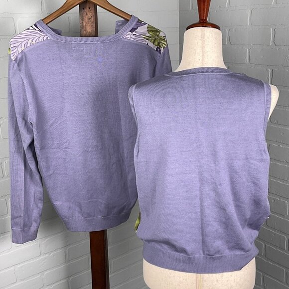 Josephine Chaus 3Pc Set Women Medium Purple Floral Jacket Cardigan Top Silk - Picture 6 of 16